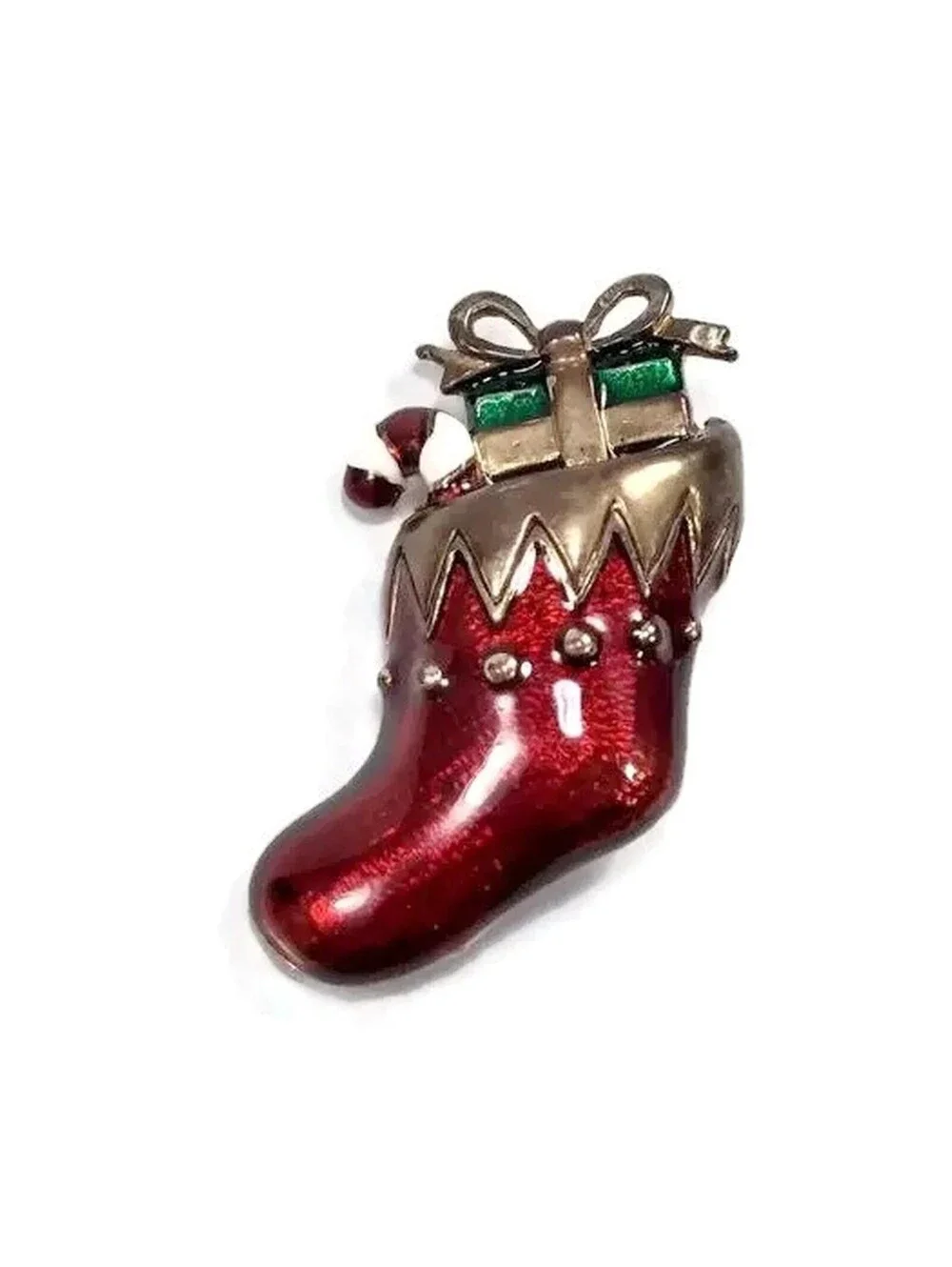 Vintage Christmas Stocking Brooch.